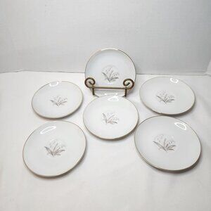 Set Of 6 VTG Kaysons Golden Rhapsody Fine China Teacup Saucers 1961 White & Gold